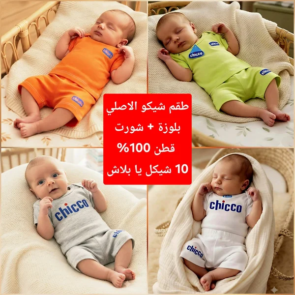 طقم شيكو الأصلي بلوزة + شورت (Chicco) - مواليد - سوق غزة