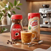 قهوة سريعة التحضير نسكافيه ريد مج (Nescafe) ومبيض القهوة كوفي ميت (Coffee mate)