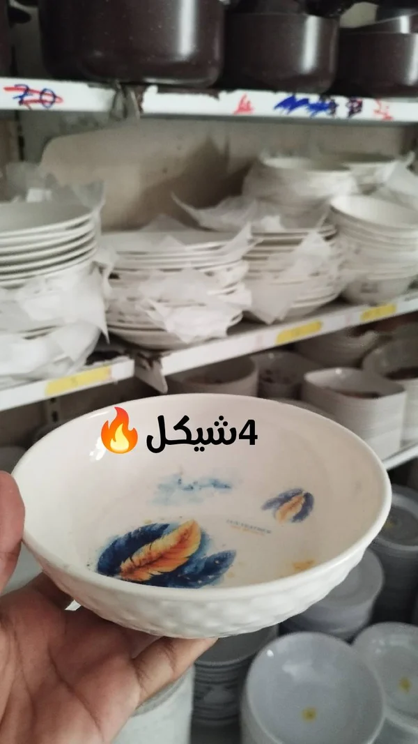 صحن تقديم بلاستيكي بنقشة الريش - أدوات منزلية - سوق غزة