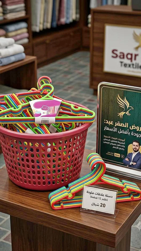 علاقات ملابس ملونة (طقم 12 قطعة) - أدوات منزلية - سوق غزة