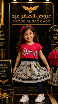 فستان أطفال صيفي بنقشة الفراشات - عروض الصقر عبد (Orood Al Saqr Abd)