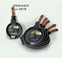 طقم مقالي جرانيت بمقابض خشبية - آي تي كيه (ATK)