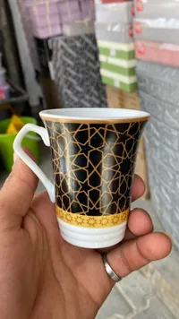 فنجان قهوة سيراميك بنقوش هندسية إسلامية