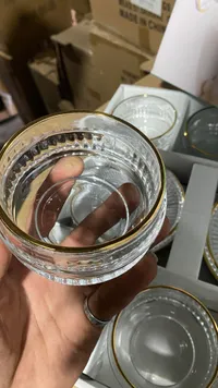 طقم زبادي زجاجية بحواف ذهبية