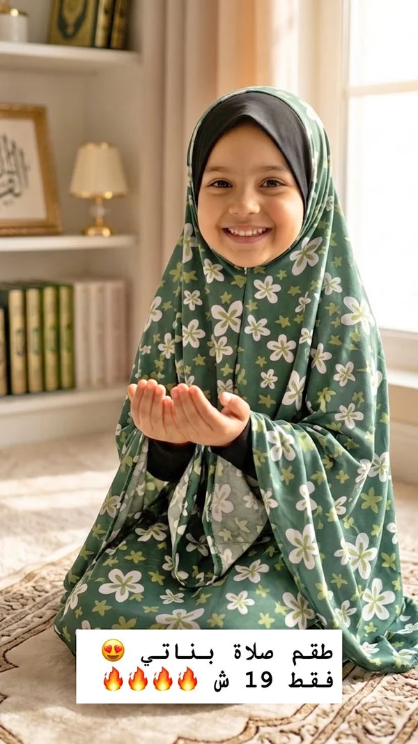 طقم صلاة بناتي مشجر - ملابس أطفال - سوق غزة