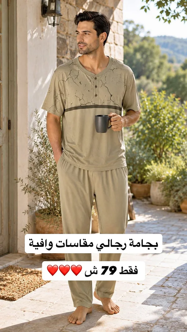 بيجامة رجالي - مقاسات وافية - ملابس رجالية - سوق غزة