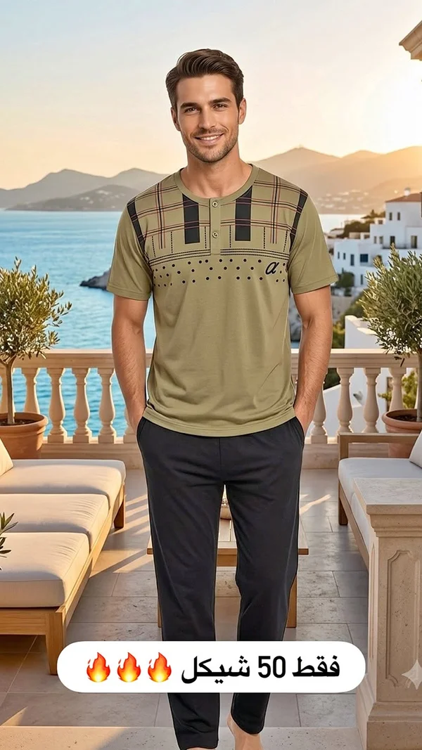 طقم بيجامة رجالي - ملابس رجالية - سوق غزة