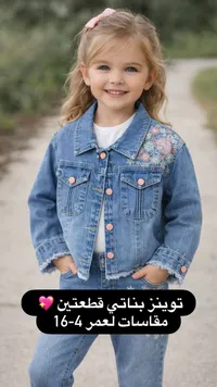 طقم بناتي جينز قطعتين - جاكيت وبنطال