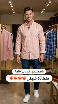 قميص كتان رجالي وردي