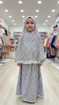 فستان محجبة أطفال بنقوش زهرية