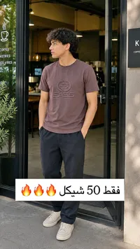 تيشيرت رجالي بياقة دائرية - ساس (Sass) - سوق غزة