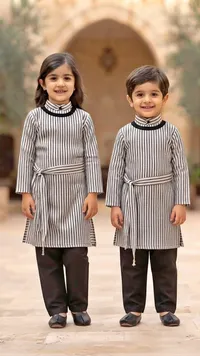 طقم ملابس أطفال مخطط - تصميم كلاسيكي