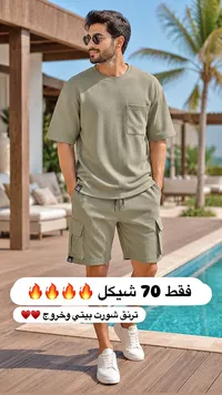 طقم شورت وتيشيرت رجالي