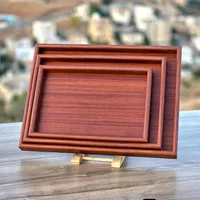 طقم صواني تقديم خشبية مستطيلة