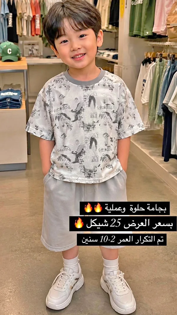 طقم بيجامة صيفي للأولاد - ملابس أطفال - سوق غزة