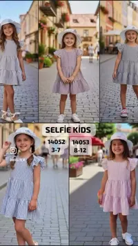 فستان صيفي مخطط للبنات - سيلفي كيدز (Selfie Kids)
