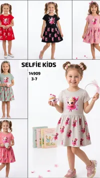 فستان بناتي بطبعة كرتونية - سيلفي كيدز (Selfie Kids)