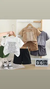 طقم ملابس صيفي للأطفال - تيشيرت وشورت