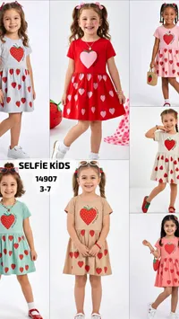 فستان بناتي بطبعة الفراولة - سيلفي كيدز (Selfie Kids)