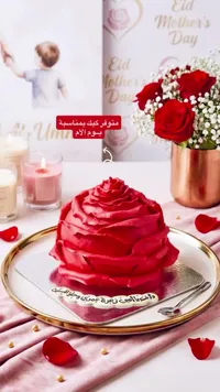 كيك الورد الأحمر - كيك يوم الأم