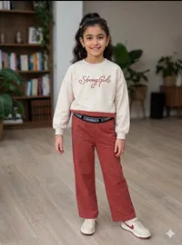 بلوزة وبنطلون بطبعة Strong Girls