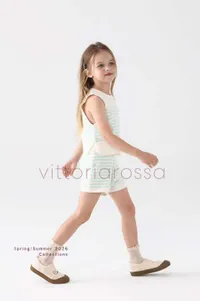طقم صيفي بناتي كاروهات - فيتوريا روسا (Vittoriarossa)
