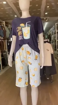 طقم بيجامة صيفي بنقشة الليمون