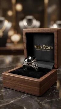 خاتم فضة بحجر أسود - أنس ستور (Anas Store)