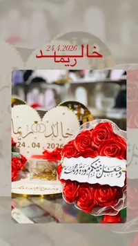 صندوق المهر بتصميم القلوب والورود - خالد وريما