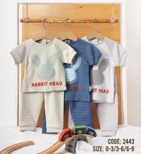 طقم ملابس أطفال بطبعة أرنب - Rabbit Head