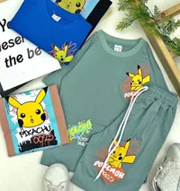 طقم ملابس أطفال صيفي بتصميم بيكاتشو - بوكيمون (Pokemon)