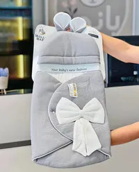 طقم مواليد بغطاء رأس ولفافة - موللي باب (Molly Bap)