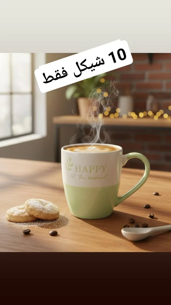 كوب سيراميك بتصميم هابي ات ذا مومنت - أدوات منزلية - سوق غزة