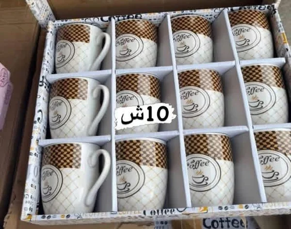طقم أكواب قهوة سيراميك - كوفي - أدوات منزلية - سوق غزة