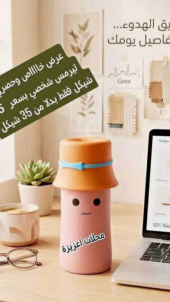 تيرمس شخصي بتصميم قبعة - محلات عزيزة - أدوات منزلية - سوق غزة