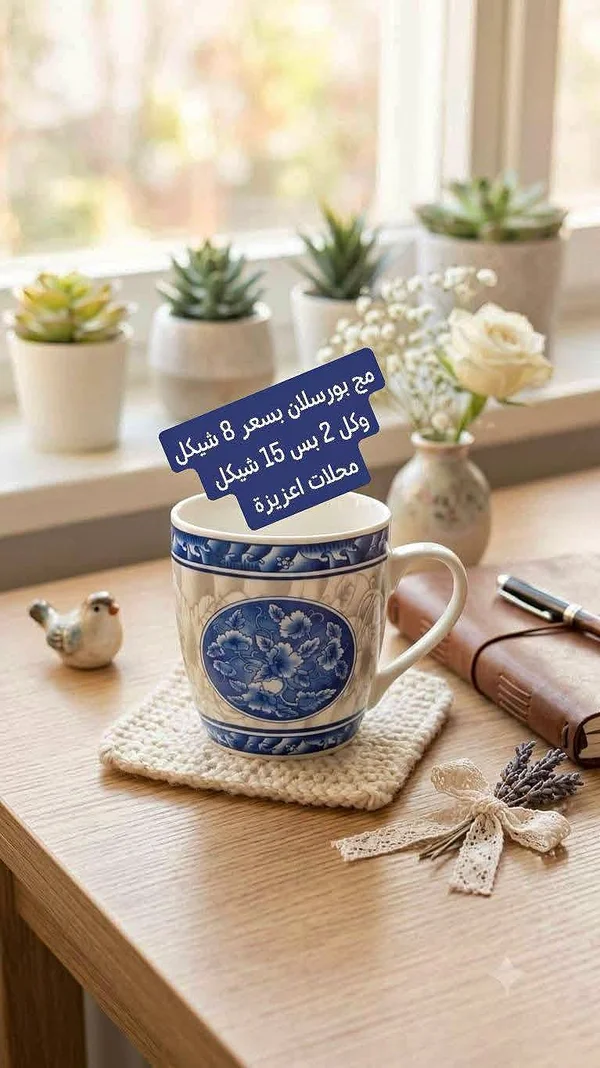 كوب بورسلين مزخرف - أدوات منزلية - سوق غزة
