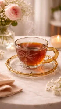 طقم كوب شاي بامبو زجاجي فاخر