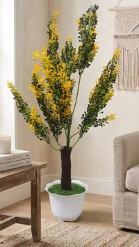 نبات صناعي ديكوري بأزهار صفراء وخضراء