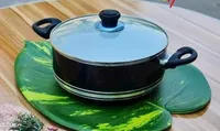 قدر طهي بغطاء زجاجي - أسود