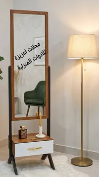 مرآة مدخل خشبية مع درج - تصميم حديث