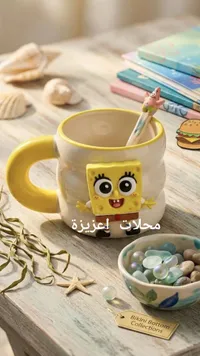 مج سيراميك بتصميم سبونج بوب مع ملعقة