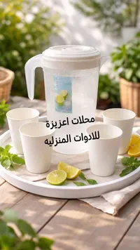إبريق تقديم بلاستيكي مع 4 أكواب