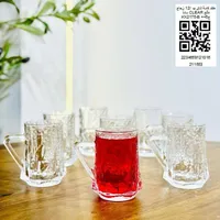 طقم كاسات شاي زجاجية بمقبض - كلير (Clear)