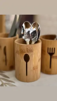 منظم أدوات مائدة من خشب البامبو