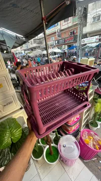 مطبق أطباق بلاستيكي بطابقين