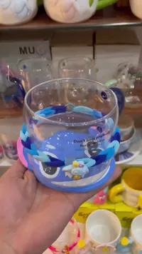 كوب زجاجي بتصميم ستيتش