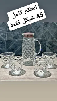 طقم إبريق زجاجي مع 4 أكواب - سوق غزة