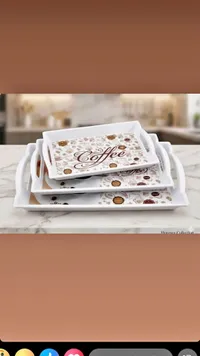 طقم صواني تقديم بتصميم القهوة - فلورنس كولكشن (Florence Collection)