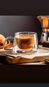 كوب زجاجي مزدوج الجدار للقهوة