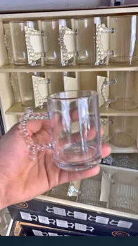 طقم أكواب زجاجية بيد مزينة بالخرز